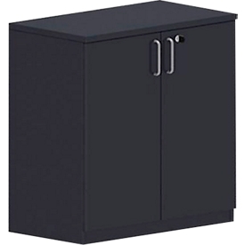 Armoire à portes battantes BEXXSTAR, en bois, 2 hauteurs de classeur, l. 800 x P 445 x H 825 mm, noir