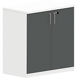 Armoire à portes battantes NEVADA - en bois - l. 800 x P 445 x H 825 mm - 2 HC - blanc et gris foncé