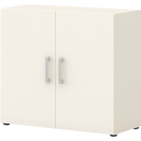 Armoire à portes battantes TEMPIO -  en bois - 2 OH - l.800 x P 340 x H 720 mm - blanc/blanc