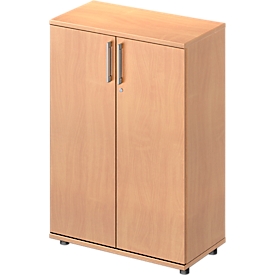 Armoire à portes battantes TETRIS WOOD  – l. 800 x P 421 x H 1160 mm (hauteur patins inclus) - 3 HC - décor hêtre - notre marque Schäfer Shop Genius