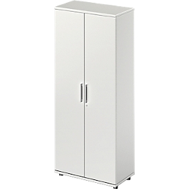 Armoire à portes battantes TETRIS WOOD  – l. 800 x P 421 x H 1910 mm (hauteur patins inclus) - gris clair - notre marque Schäfer Shop Genius
