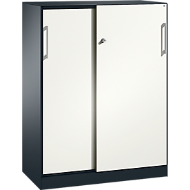 Armoire à portes coulissantes ASISTO C 3000, 3 hauteurs de classeurs, avec plateau de finition, largeur de 1000 mm,