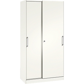 Armoire à portes coulissantes ASISTO C 3000, 5 hauteurs de classeur, verrouillable, largeur de 1000 mm, blanc/blanc