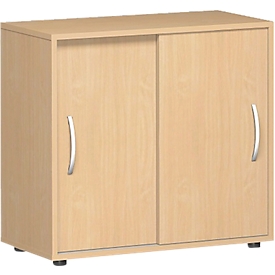 Armoire à portes coulissantes PALENQUE, 2 hauteurs de classeur, 1 étagère, l. 800 x P 400 x H 752 mm, hêtre