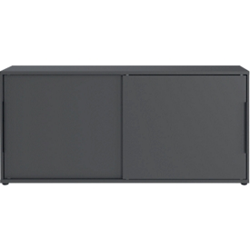 Armoire à portes coulissantes Porto, 2 portes, montant central et 4 tablettes, 1 HC, L 1600 x P 400 x H 740 mm, graphite