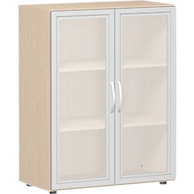 Armoire à portes vitrées ALICANTE, 3 hauteurs de classeurs, l. 800 x P 420 x H 1104 mm, coloris érable
