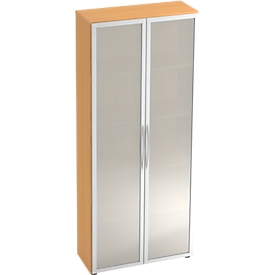 Armoire à portes vitrées TARA, 5 hauteurs de classeur, l. 800 x P 346 x H 1880 mm, coloris hêtre