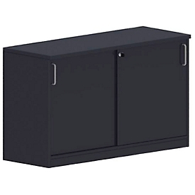 Armoire à poser à portes coulissantes BEXXSTAR, 1,5 hauteurs de classeur, l. 1200 x P 420 x H 740 mm noir