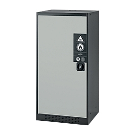 Armoire à produits chimiques, porte battante, 2 tablettes, 545 x 520 x 1105 mm, gris clair
