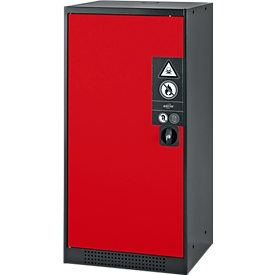Armoire à produits chimiques, porte battante, 2 tablettes, 545 x 520 x 1105 mm, rouge circulation