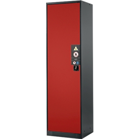 Armoire à produits chimiques, porte battante, 3 étagères, 545 x 520 x 1950 mm, rouge circulation