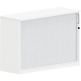 Armoire à rideau BEXXSTAR, 1 porte, 2 hauteurs de classeur, l. 1200 x P 445 x H 825 mm, blanc