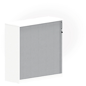 Armoire à rideau BEXXSTAR, 1 porte, 3 hauteurs de classeur, l. 1200 x P 445 x H 1155 mm, blanc