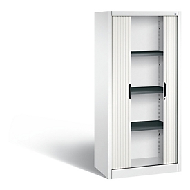 Armoire à rideau C + P Omnispace, 4 HC, verrouillable, L 800 x P 420 x H 1660 mm, acier/plastique, blanc trafic