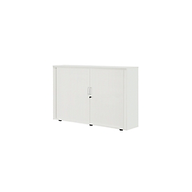 Armoire à rideau coulissant, 3 HC, 1 pièce, avec cloison médiane, l. 1600 mm, gris clair