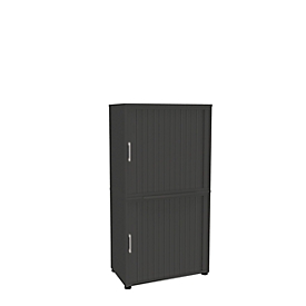 Armoire à rideau coulissant, 4 HC, 2 p., sans cloison médiane, l. 800 mm, graphite