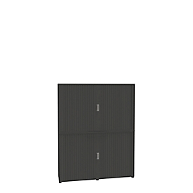 Armoire à rideau coulissant, 6 HC, 2 p., avec cloison médiane, l. 1800 mm, graphite