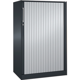 Armoire à rideau coulissant ASISTO C 3000, 3 hauteurs de classeurs, l. 800 mm, anthracite/argent alu