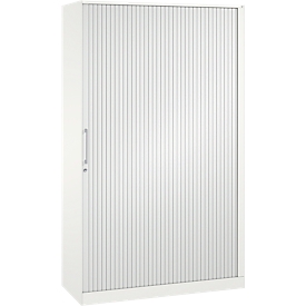 Armoire à rideau coulissant ASISTO C 3000, 5 hauteurs de classeur, avec rideau coulissant acoustique, 1200 mm de large, blanc/blanc