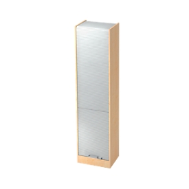 Armoire à rideau coulissant TARVIS, 5 hauteurs de classeur, verrouillable, l. 500 x P 400 x H 2004 mm, coloris érable/alu argent