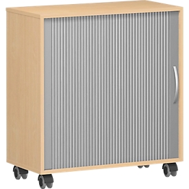 Armoire à rideau coulissant transversal mobile Alicante, l. 800 x P 400 x H 791 mm, coloris hêtre