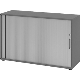 Armoire à rideaux Breno, 2 HC, verrouillable, empilable, L 1200 x P 400 x H 748 mm, panneau de particules, graphite