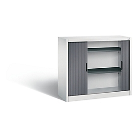 Armoire à rideaux C + P Omnispace, 2 HC, verrouillable, L 1200 x P 420 x H 1030 mm, acier/plastique, gris clair/gris noir