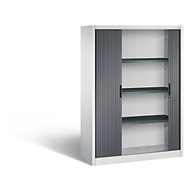 Armoire à rideaux C + P Omnispace, 4 HC, verrouillable, L 1200 x P 420 x H 1660 mm, acier/plastique, gris clair/gris noir