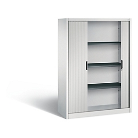 Armoire à rideaux C + P Omnispace, 4 HC, verrouillable, L 1200 x P 420 x H 1660 mm, acier/plastique, gris clair