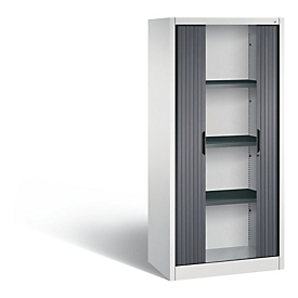 Armoire à rideaux C + P Omnispace, 4 HC, verrouillable, L 800 x P 420 x H 1660 mm, acier/plastique, gris clair/gris noir