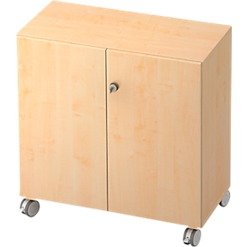 Armoire à roulettes TOPAS LINE, 2 hauteurs de classeurs, portes verrouillables, décor érable/décor érable