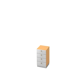 Armoire à tiroirs, 2 HC, l. 400 x P 420 mm, coloris hêtre/argent