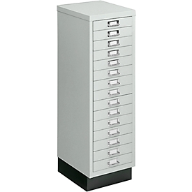 Armoire à tiroirs A4, avec 15 tiroirs, 940 mm de hauteur, gris clair