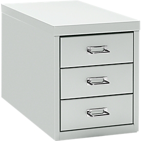 Armoire à tiroirs A4, avec 3 tiroirs, 330 mm de hauteur, gris clair