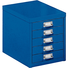 Armoire à tiroirs A4, avec 5 tiroirs, 330 mm de hauteur, bleu gentiane