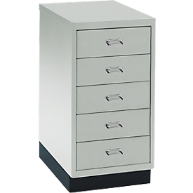 Armoire à tiroirs A4, avec 5 tiroirs, 675 mm de hauteur, gris clair