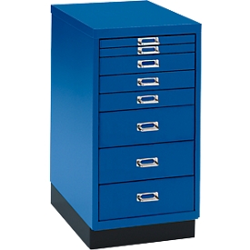 Armoire à tiroirs A4, avec 8 tiroirs, 675 mm de hauteur, bleu gentiane