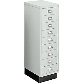 Armoire à tiroirs A4, avec 9 tiroirs, 940 mm de hauteur, gris clair