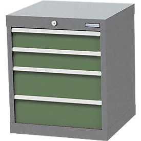 Armoire à tiroirs Bedrunka+Hirth, 2 x tiroirs larges &amp; 2 x tiroirs étroits, verrouillable, jusqu'à 1200 kg, L 530 x P 500 x H 619 mm, tôle d'acier