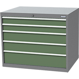 Armoire à tiroirs Bedrunka+Hirth, 5 tiroirs, verrouillable, jusqu'à 1500 kg, L 1005 x P 736 x H 819 mm, tôle d'acier