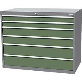 Armoire à tiroirs Bedrunka+Hirth, 6 tiroirs, verrouillable, jusqu'à 1500 kg, L 1305 x P 736 x H 1019 mm, tôle d'acier