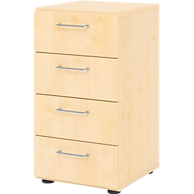 Armoire à tiroirs Breno, 4 tiroirs, poignées métalliques, L 400 x P 420 x H 748 mm, érable/érable