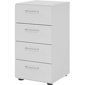 Armoire à tiroirs Breno, 4 tiroirs, poignées métalliques, L 400 x P 420 x H 748 mm, gris clair/gris clair