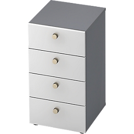 Armoire à tiroirs TOPAS LINE, 2 HC, L 400 mm, graphite/blanc