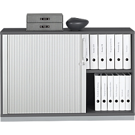 Armoire à volets roulants transversaux Tetris Wood, 2 oh, verrouillable, avec socle, L 1 200 x P 421 x H 800 mm, graphite