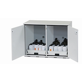 Armoire basse acide et alcaline asecos SL-CLASSIC-UB, portes battantes, façade gris clair, L 1100 x P 570 x H 800 mm