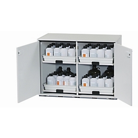 Armoire basse acide et alcaline asecos SL-CLASSIC-UB, portes battantes, façade gris clair, L 1100 x P 570 x H 800 mm