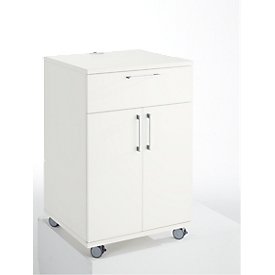Armoire Catering-Caddy - avec compartiment réfrigérateur et compartiment rabattable - L 650 x P 600 x H 1000 mm - sans réfrigérateur - blanc