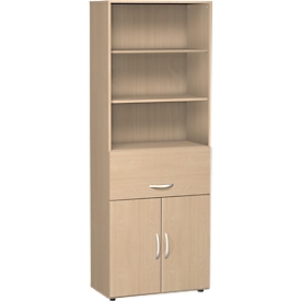 Armoire combinée à dossiers suspendus ALICANTE, 6 HC,  l. 800 mm, coloris hêtre