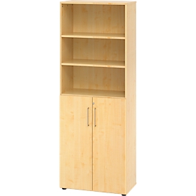 Armoire combinée Breno, 6OH, élément d'armoire et d'étagère, verrouillable, L 800 x P 420 x H 2156 mm, panneau de particules, érable/érable